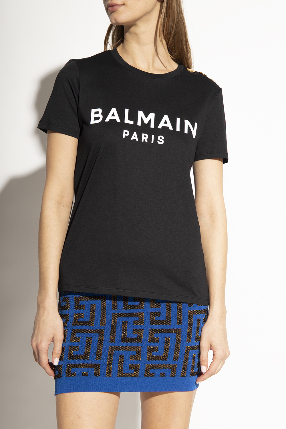Tシャツ・カットソー BALMAIN BF1EF005BB02 Shirts Printed logo t-shirt T-shirt with Balmain Paris print - Women | BALMAIN